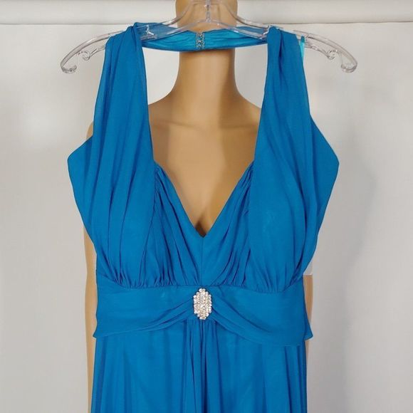 (29) NWT Wow Long Gown Style #2431 Ocean Blue Size 22 - Picture 4 of 4